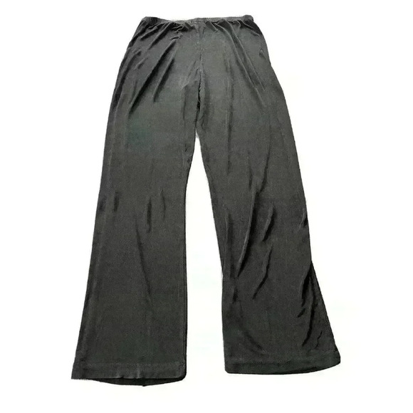 Chicos Travelers Straight Leg Pants Sz 2 Black Stretch Slinky Knit Comfort Waist - Picture 2 of 6